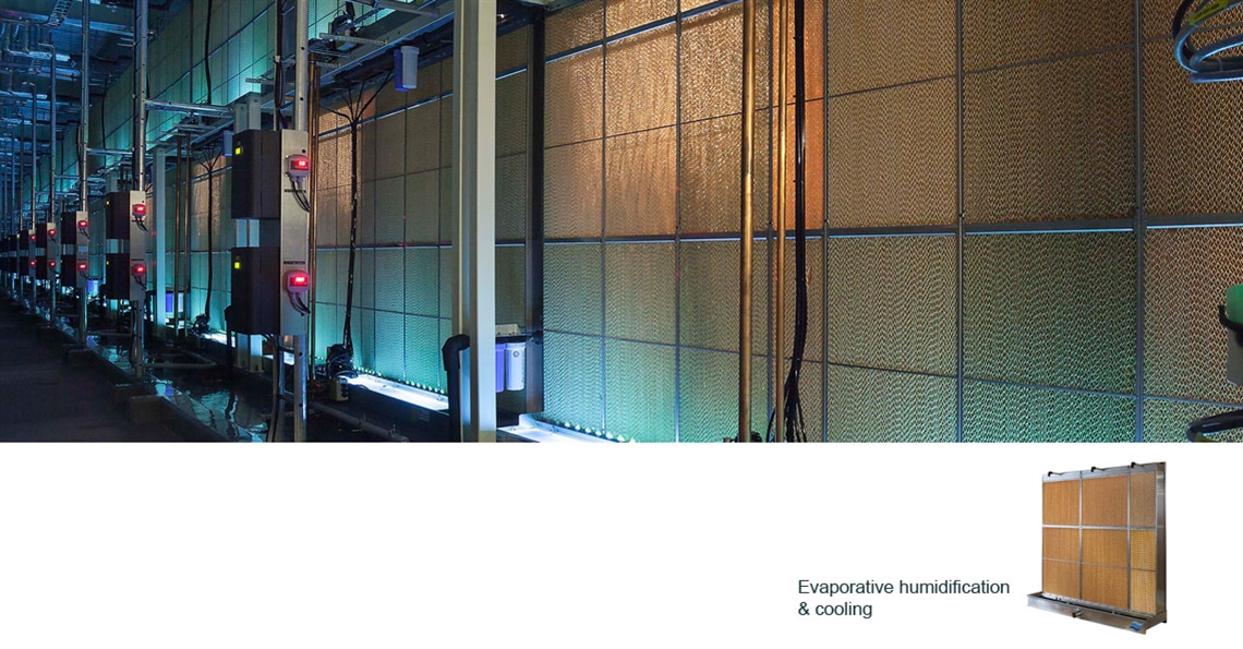 Evaporative humidifiers at data centres